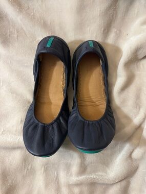 Tieks Navy Ballet Flats with Teal Accent